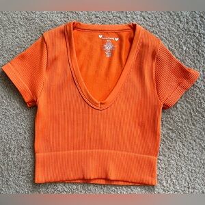 Cotton Candy Bright Orange V-Neck T-Shirt